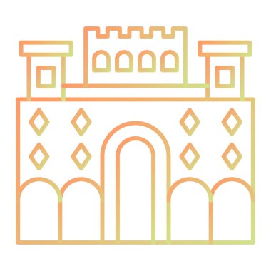 Beyaz arkaplanda izole edilmiş taslak biçimli bina simgesi. seyahat sembolü