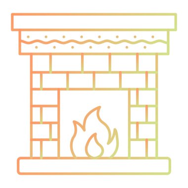 Ateş ve yanan mumlarla şömine vektör çizimi tasarımı