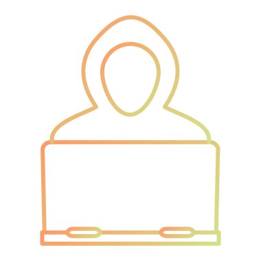 Dizüstü bilgisayarı olan bir adam. vektör illüstrasyonu