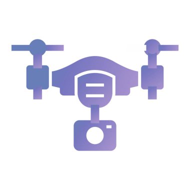 İHA kamera simgesi. Web için uzak sistem vektör simgeleriyle kuadrokopter basit illüstrasyonuName