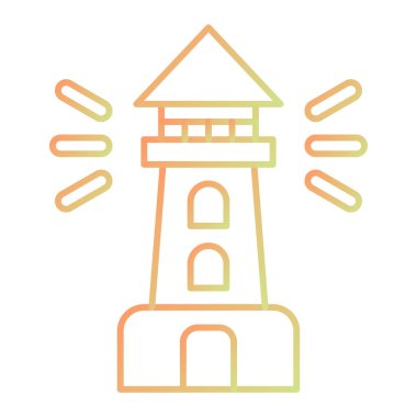 beyaz arkaplanda izole edilmiş deniz feneri simgesi vektörü, kule şeffaf işareti