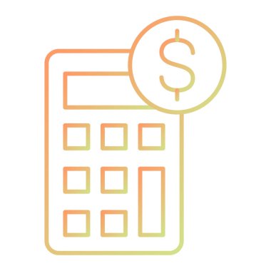 Dolar sembolü simgesi olan hesap makinesi, vektör illüstrasyonu