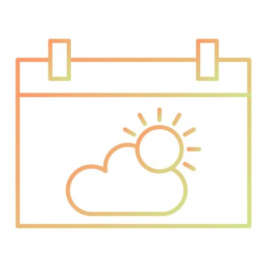 sun and cloud line icon, vector illustration