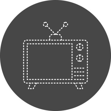 Televizyon Vektörü Glyph Simgesi Tasarımı 