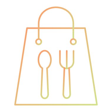 Yiyecek ve içecek içeren alışveriş torbası vektör çizimi tasarımı