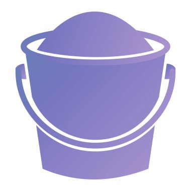 purple bucket with water drops on white background