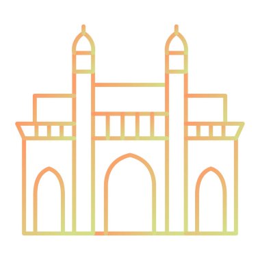 Beyaz arkaplanda izole edilmiş düz biçimli bina simgesi. seyahat sembolü çizimi