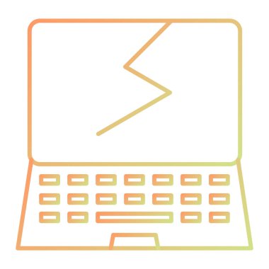 Kırık dizüstü bilgisayar simgesi vektör illüstrasyonu