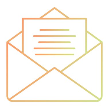 Zarf simgesi vektörü beyaz arkaplanda izole edildi, ileti şeffaf işareti, çizgi ve vuruş ögeleri ana hat biçiminde