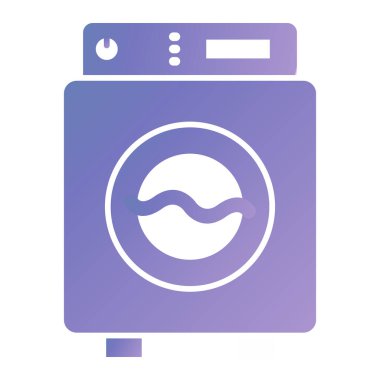 çamaşır makinesi simgesi, vektör illüstrasyonu