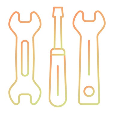 İngiliz anahtarı ve beyaz arka plan üzerinde araçları