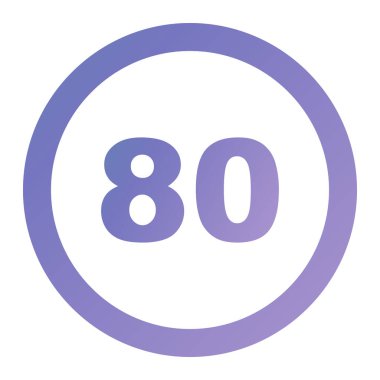  80vector icon. style is bicolor flat symbol, blue and white colors, rounded angles, green