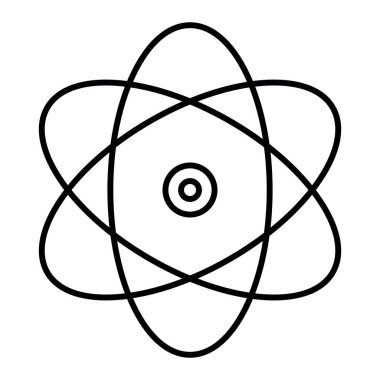 Atom simgesi vektörü web ve mobil uygulama tasarımınız için beyaz arkaplanda izole edildi, bilim logosu kavramı