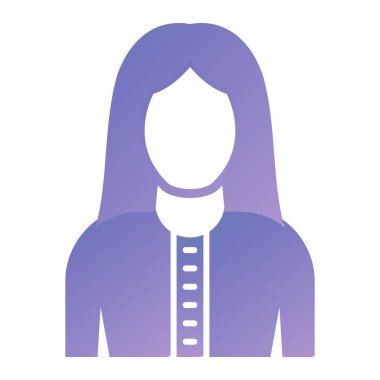 Kadın avatar ikonu. Beyaz arkaplanda izole edilmiş web tasarımı için kadın vektör simgelerinin basit çizimi