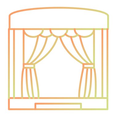 window curtains icon. outline illustration of curtain vector design in thin line style