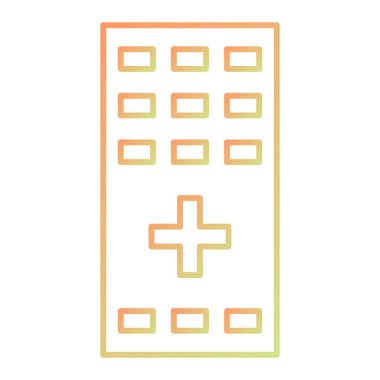 Hastane binası ikonu. Beyaz arkaplanda izole edilmiş web tasarımı için tıbbi sağlık vektör simgeleri ana hatları