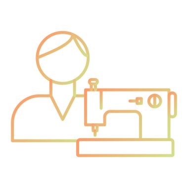 Dikiş makinesi simgesi. Web için terzi vektör sembolünün özet çizimi