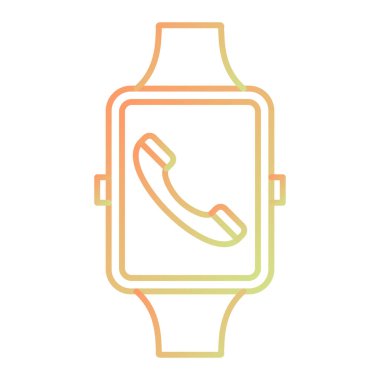 smartwatch with phone, web simple icon illustration