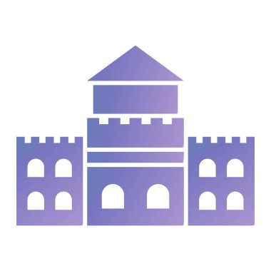 Şato kulesi ikonu. Web tasarımı için ortaçağ kale vektör simgelerinin düz çizimi