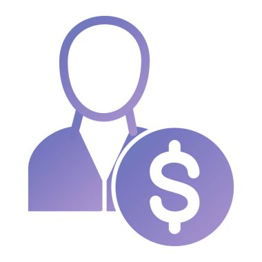 business man with dollar symbol icon. flat color design.