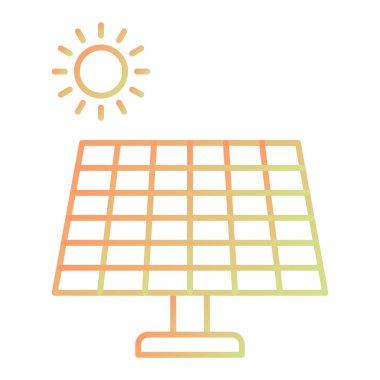 Güneş paneli simgesi. Web için enerji vektör simgelerinin özet çizimi