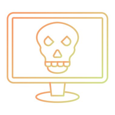 kafatası ve çapraz kemikli vektör çizimi dizaynlı bilgisayar monitörü