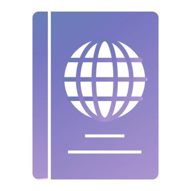 passport with biometric geography icon. flat design style.