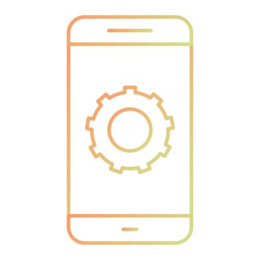 smartphone with settings, mobile app icon, vector illustration