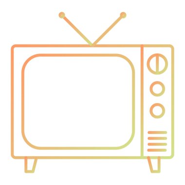 Televizyon ikonu. Beyaz arkaplanda eski televizyon vektör illüstrasyonunun çizgi filmi