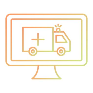 ambulans vektörü ince çizgi simgesi