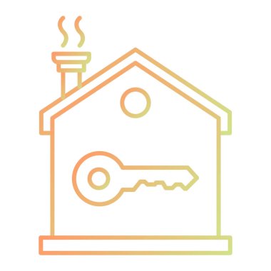 Evin anahtarı simgesi. Web için ev vektör simgelerinin özet çizimi