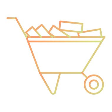 Kovalı el arabası ve kürek vektör çizimi tasarımı