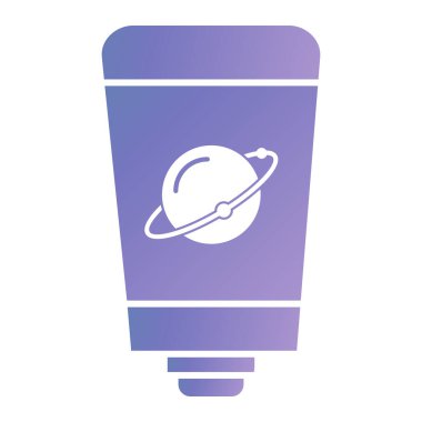 illustration of a purple and white square glass with a sign