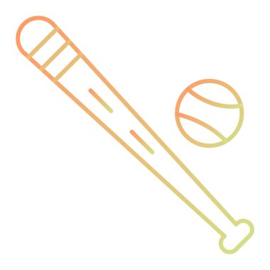 Beyzbol sopası ikonu. ana hatlı spor ekipmanı vektör illüstrasyon piktogramı.