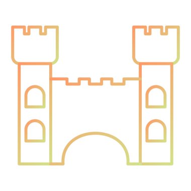 Şato kulesi ikonu. Web için ortaçağ inşa vektör simgelerinin özet çizimi