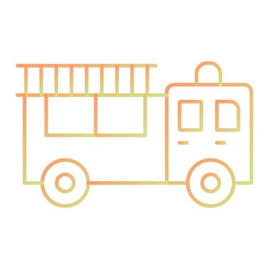 İtfaiye aracı simgesi, basit tasarım vektör çizimi