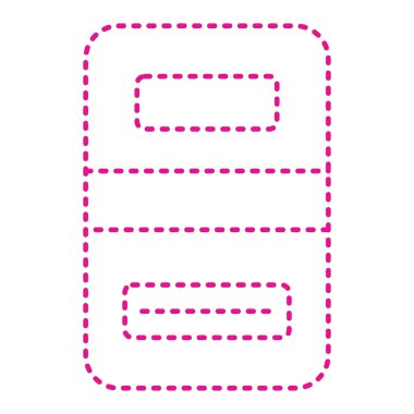 white line square button with a black background