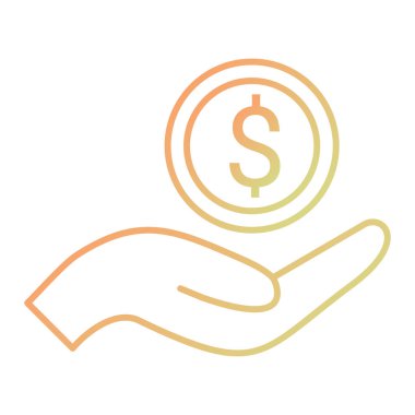 hand holding dollar symbol icon, vector illustration