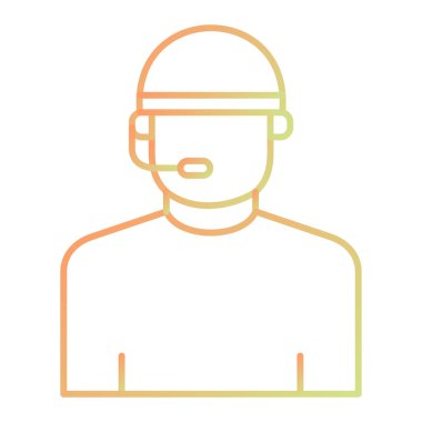 man with protective mask icon. outline medical worker vector illustration symbol. isolated contour background.