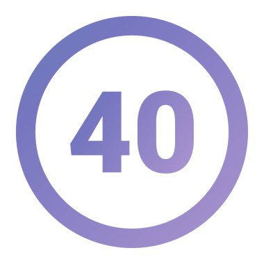 40 icon. this flat vector symbol uses blue and cyan colors, rounded angles, and isolated on a
