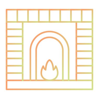 Beyaz arka plan üzerinde izole karikatür tarzı şömine simgesini 