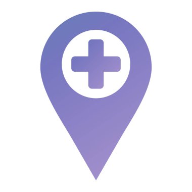 Hastane pin simgesi, vektör illüstrasyonu