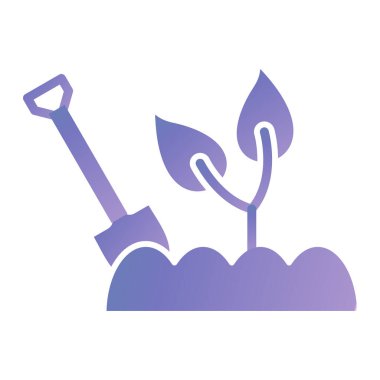 vector illustration of a shovel and plant icon