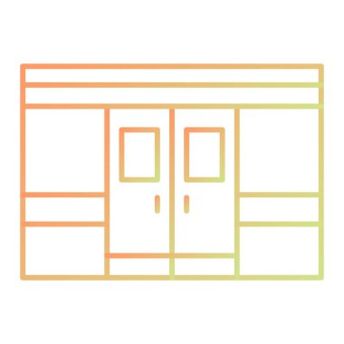 Ofis binası ikonu. Web için çekmece vektör simgelerinin özet çizimi