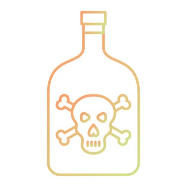 Kafatası ve çapraz kemik vektör illüstrasyonlu alkol şişesi