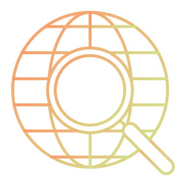 magnifying glass with world map icon, vector illustration