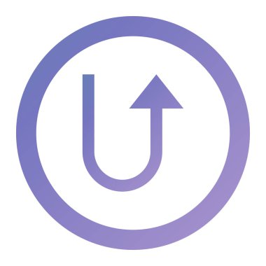 turn right vector icon. style is bicolor flat symbol, pink and blue colors, rounded angles, white