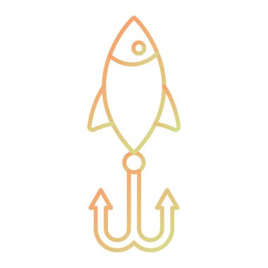 Balık kancası ikonu. Web için balık vektör simgelerinin özet çizimi