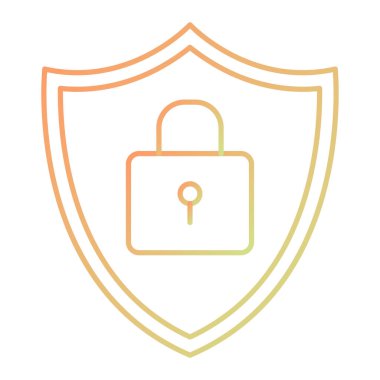 Asma kilit simgesi ile kalkan. Vektör çizim