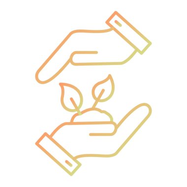 Bir bitki ikonunu tutan el. vektör illüstrasyonu